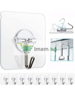 Прозрачна самозалепваща закачалка тип кука